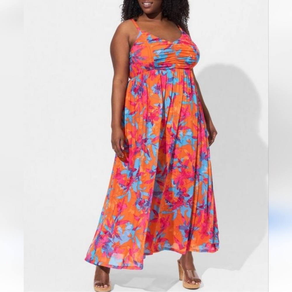 Torrid Mesh Pleated Maxi Dress Size 1